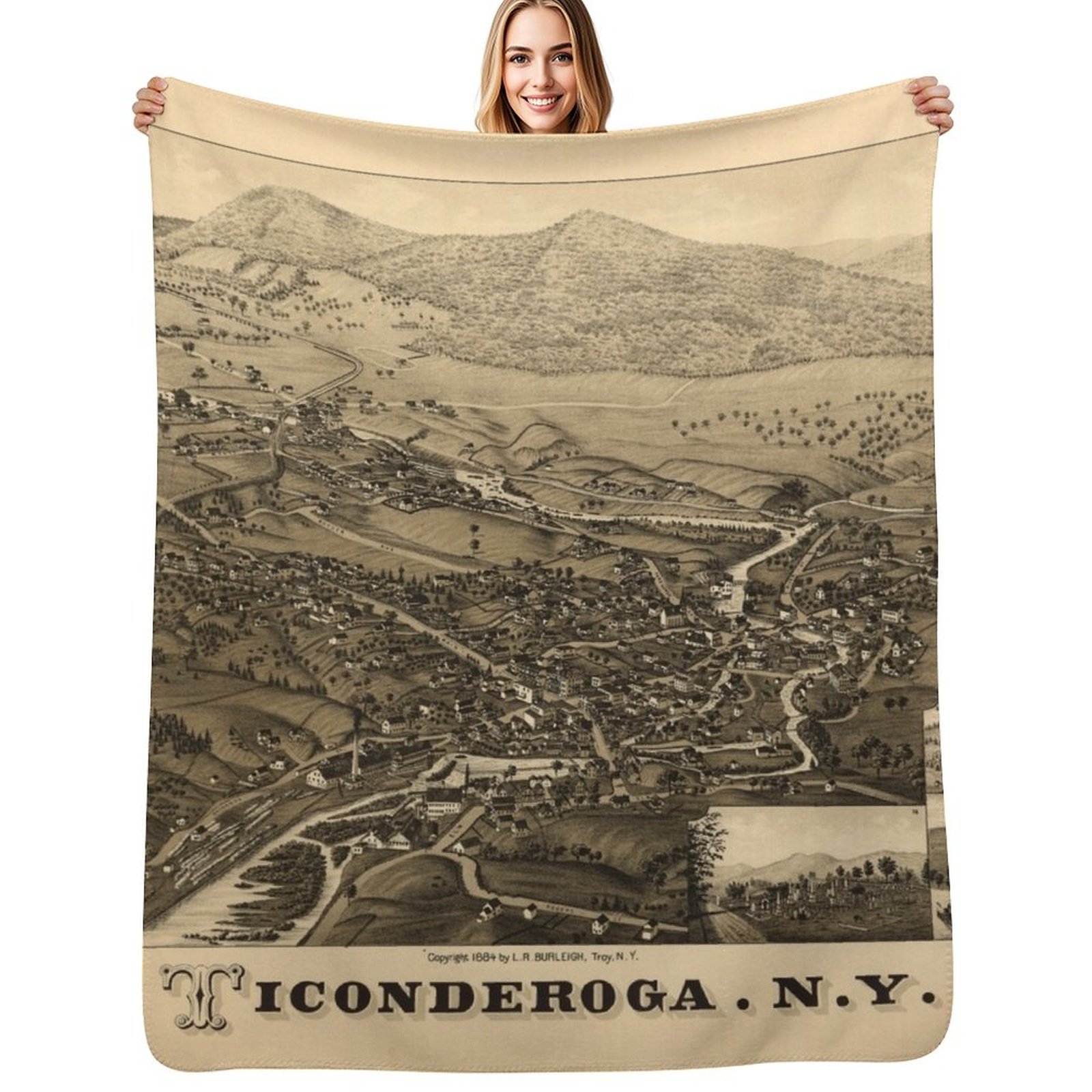 3D Printing York - Ticonderoga, New York (1884) Throw Blanket