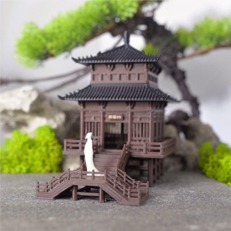 3D Printing Vase - Retro Architecture Ornaments Pavilions Chinese Style