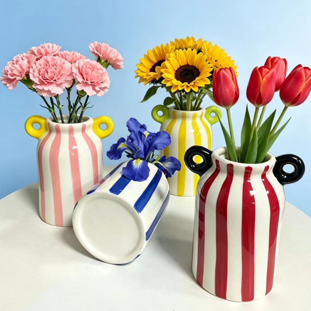 3D Printing Vase - Ceramic Striped Flower Vase with Dual