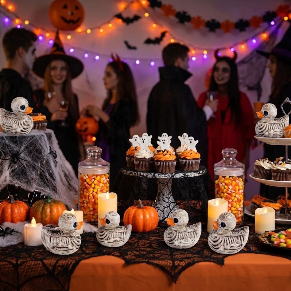 3D Printing Mockup - Gothic Style Halloween Skeleton Duck Statue