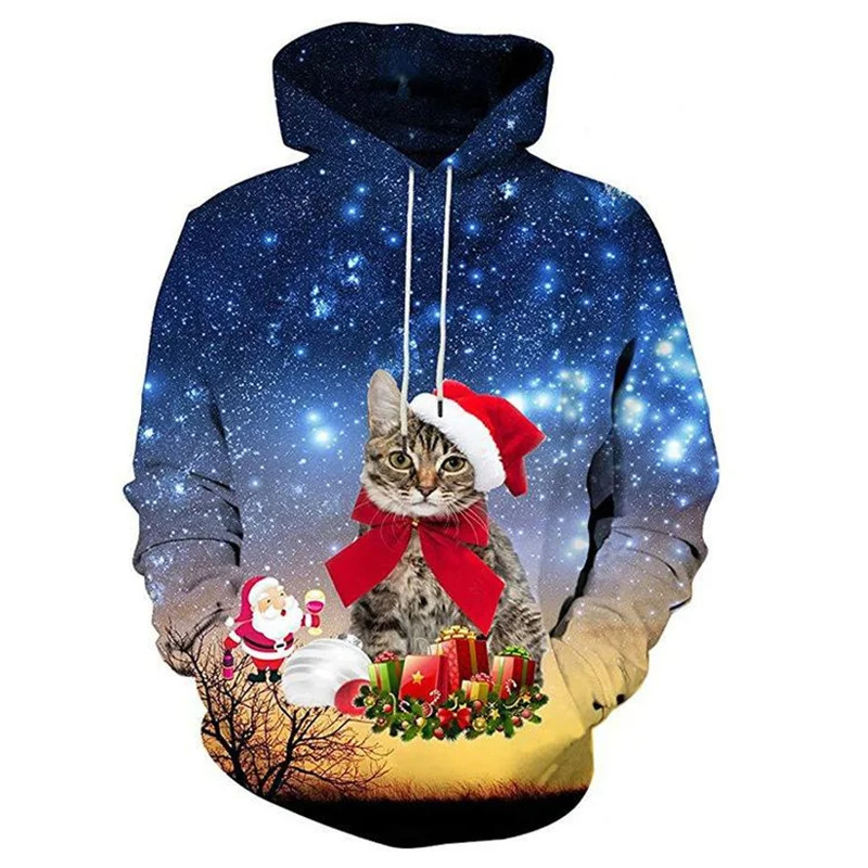Santa Claus Cat Pattern Hoodie - огляд і ціна 3D Printing Rabbit