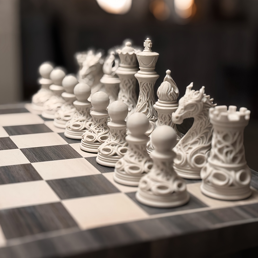 32-piece 3D printed plastic Go - огляд і ціна 3D Printing Chess