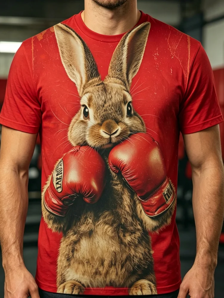 3D Boxing Rabbit Print Men's T - огляд і ціна 3D Printing Rabbit
