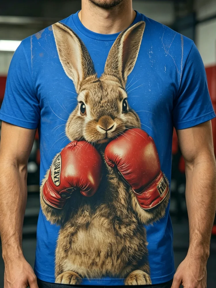 3D Boxing Rabbit Print Men's T - огляд і ціна 3D Printing Rabbit