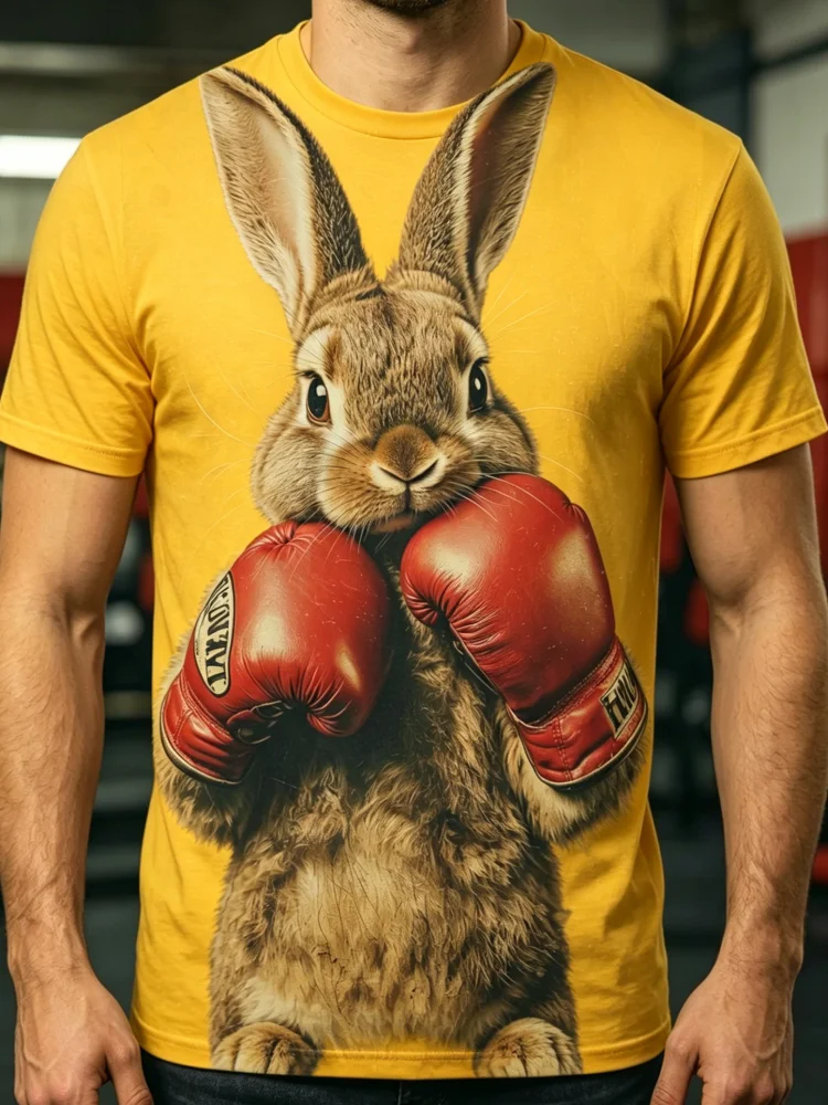 3D Boxing Rabbit Print Men's T - огляд і ціна 3D Printing Rabbit